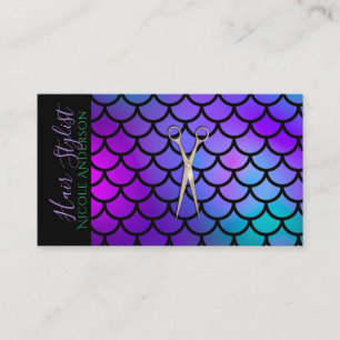 Rose Gold Pink Rainbow Mermaid Hair Stylist Business Card