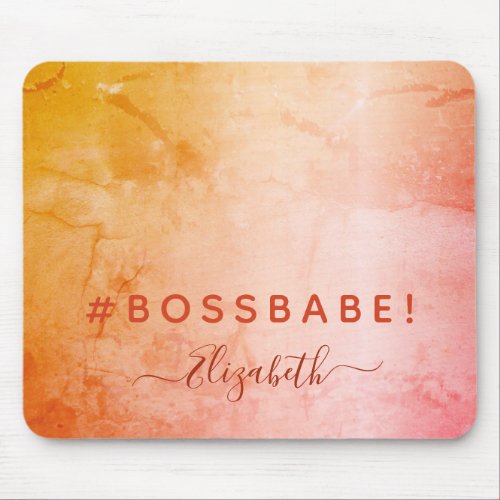 Rose gold pink rustic marble BOSSBABE Mouse Pad