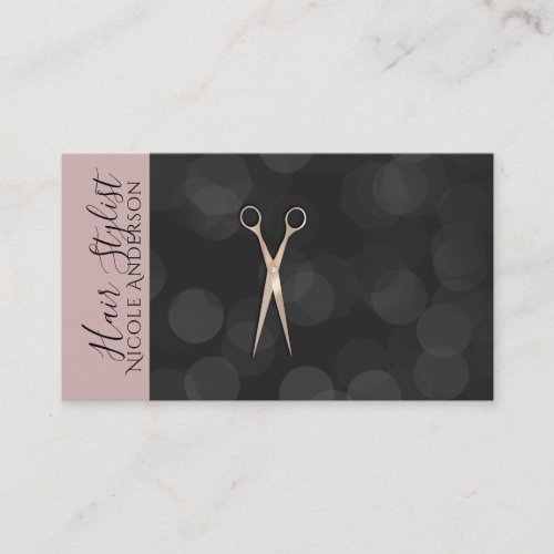 Rose Gold Pink Scissors Black Pink Hair Stylist Business Card
