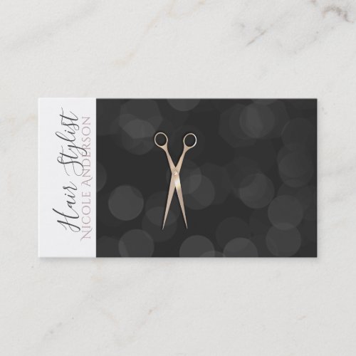 Rose Gold Pink Scissors Black White Hair Stylist Business Card