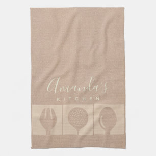 ROSE GOLD PINK SHIMMER SPOON FORK SKIMMER CHEF TOWEL