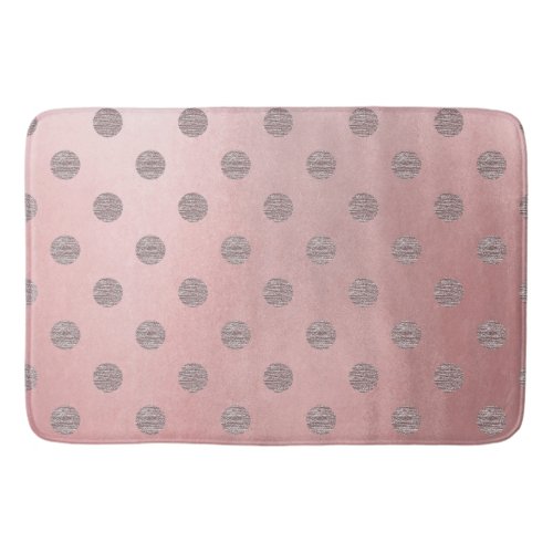 Rose Gold Pink Shine Glam Polka Dots Modern Chic Bathroom Mat