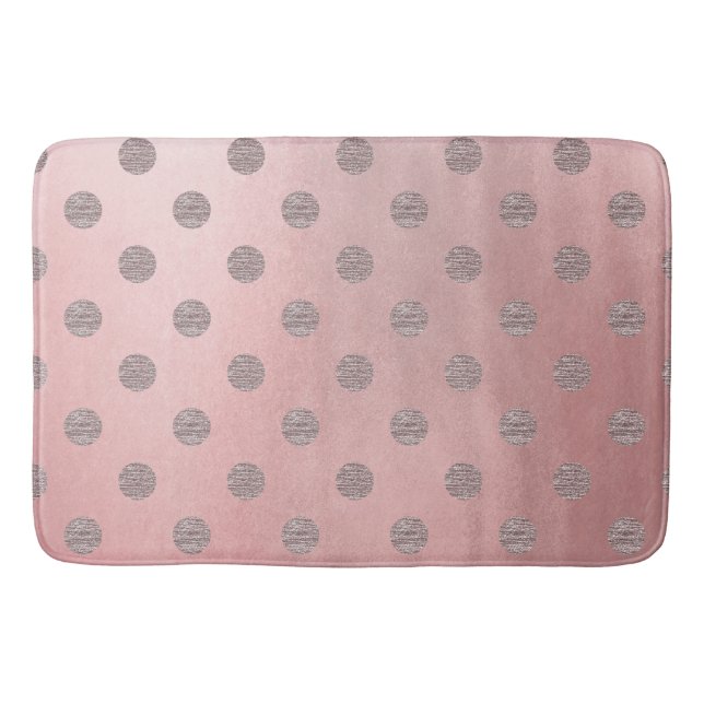 Rose Gold Pink Shine Glam Polka Dots Modern Chic Bathroom Mat (Front)