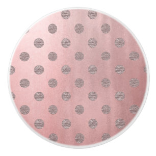 Rose Gold Pink Shine Glam Polka Dots Modern Chic Ceramic Knob
