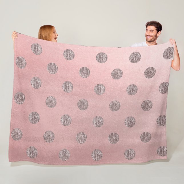 Rose Gold Pink Shine Glam Polka Dots Modern Chic Fleece Blanket (In Situ)
