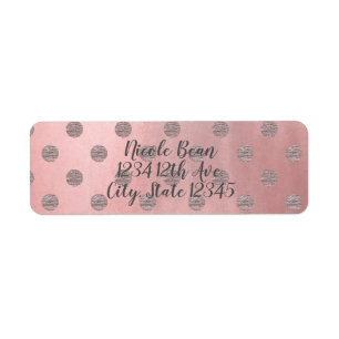 Rose Gold Pink Shine Glam Polka Dots Modern Chic Label