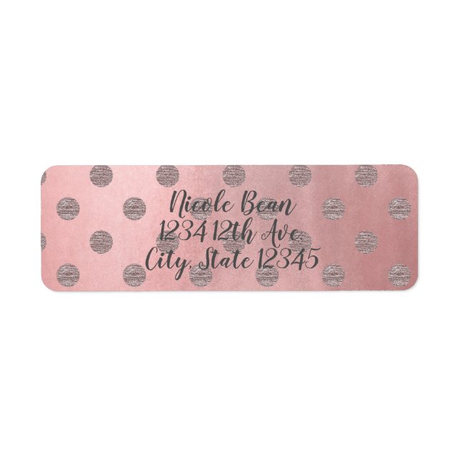 Rose Gold Pink Shine Glam Polka Dots Modern Chic Label (Front)