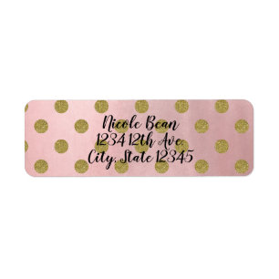 Rose Gold Pink Shine Glam Polka Dots Modern Chic Label
