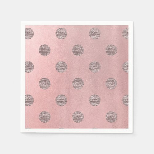 Rose Gold Pink Shine Glam Polka Dots Modern Chic Paper Napkins