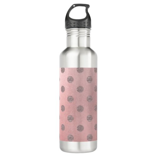 Rose Gold Pink Shine Glam Polka Dots Modern Chic Water Bottle