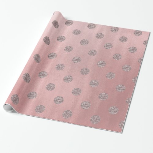 Rose Gold Pink Shine Glam Polka Dots Modern Chic Wrapping Paper