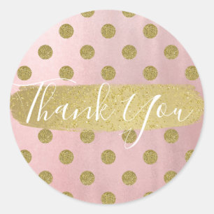 Rose Gold Pink Shine Glam Polka Dots Modern Favor Classic Round Sticker