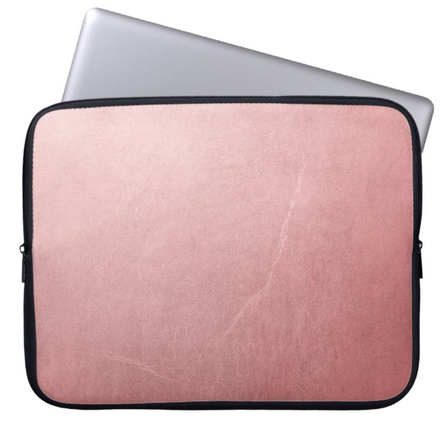 Rose Gold Pink Shine Minimal Chic Glam Laptop Sleeve (Front)