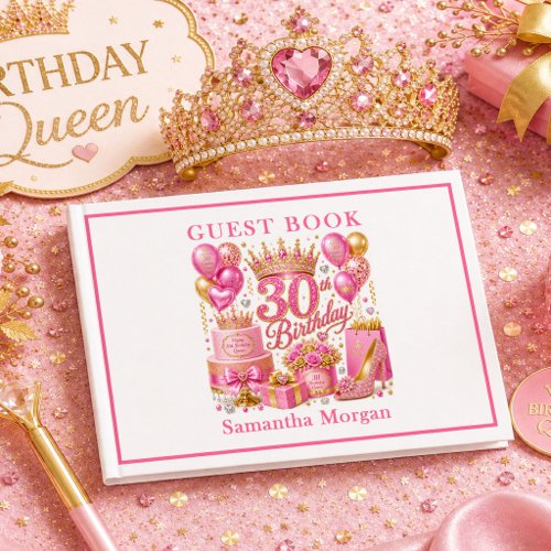 Rose Gold Pink Sparkle 30th Birthday Guest Book