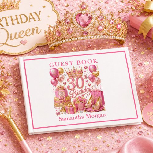 Rose Gold Pink Sparkle 30th Birthday Guest Book