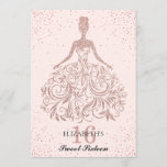 Rose Gold Pink Sparkle Dress Sweet 16th Birthday Invitation<br><div class="desc">Pink Rose Gold Sparkle GIitter Dress Sweet Sixteen 16th Birthday Invitation
The design features a laser cut rose gold glitter ball gown dress with sparkle confetti accents.</div>