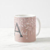 Rose Gold - Pink Sparkle Glitter Monogram Name Coffee Mug (Front Right)