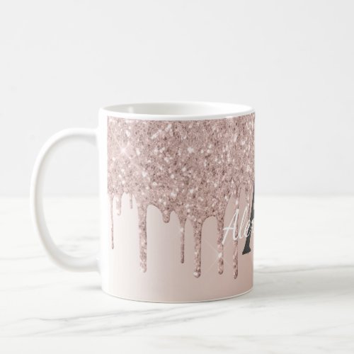 Rose Gold _ Pink Sparkle Glitter Monogram Name Coffee Mug