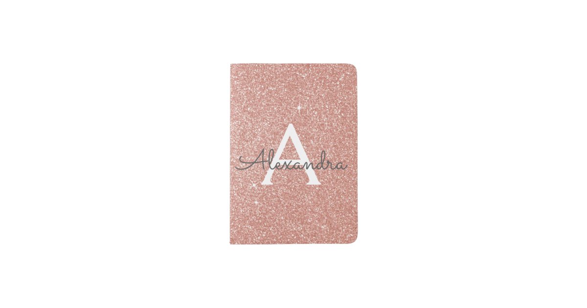 Rose Gold - Pink Sparkle Glitter Monogram Name Passport Holder | Zazzle.com