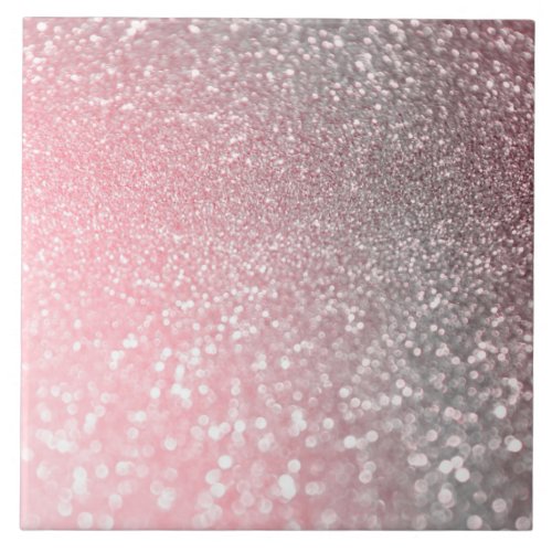 Rose Gold Pink Sparkle Luxury Trendy Glitter Ceramic Tile