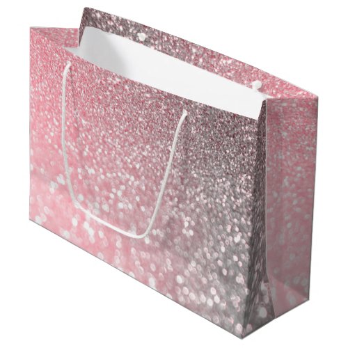 Rose Gold Pink Sparkle Luxury Trendy Glitter Large Gift Bag