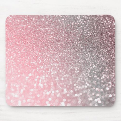 Rose Gold Pink Sparkle Luxury Trendy Glitter Mouse Pad