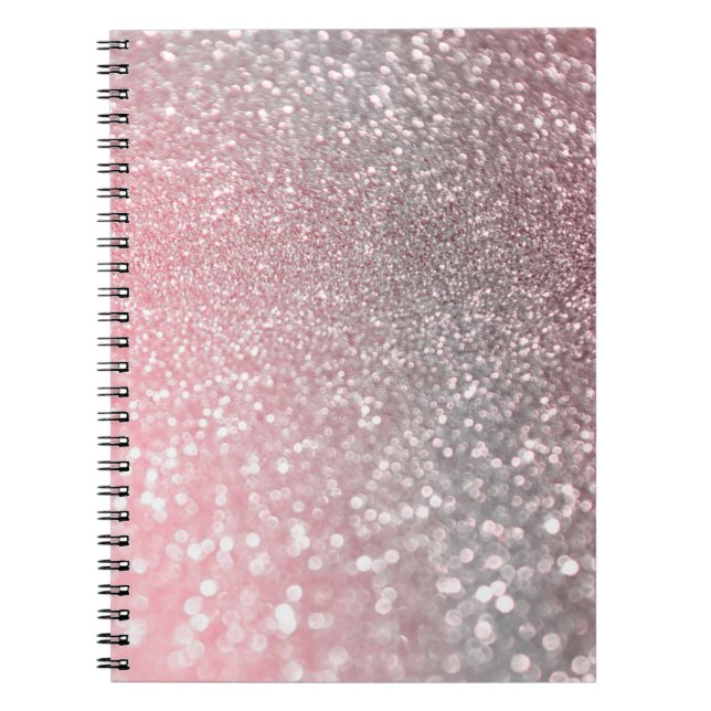 Rose Gold Pink Sparkle Luxury Trendy Glitter Notebook (Front)