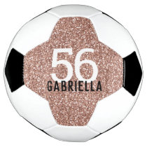 Rose Gold Pink Sparkly Number and Name Soccer Ball Rose Gold Pink Sparkly Number and Name Soccer Ball