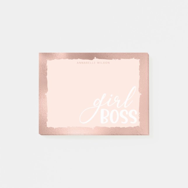 Rose Gold & Pink Stylish Girl Boss Notes (Front)