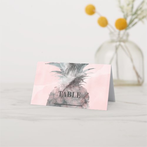 Rose Gold Pink Tropical Pineapple Table Seating Place Card