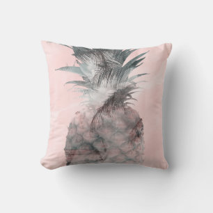 Rose Gold Pink Tropical Summer Pineapple Glam Throw Pillow