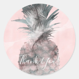 Rose Gold Pink Tropical Summer Pineapple Party Classic Round Sticker