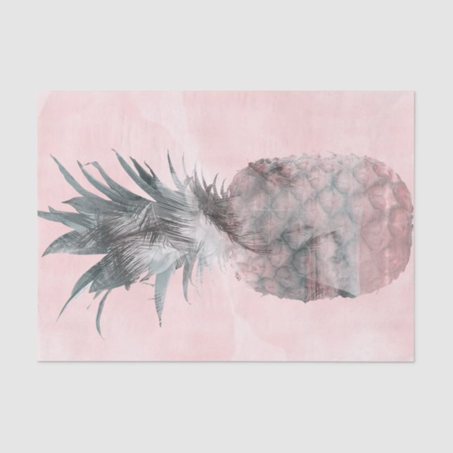Rose Gold Pink Tropical Summer Pineapple Party Tissue Paper (Front)