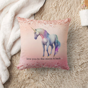Rose Gold Pink Unicorn Sparkle Throw Pillow