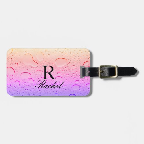 Rose Gold Pink Water Drops Ombre Custom Abstract Luggage Tag