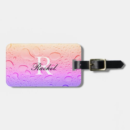 Rose Gold Pink Water Drops Ombre Custom Modern Luggage Tag