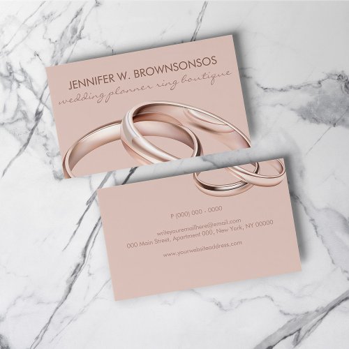 Rose gold Pink Wedding Celebration Ring Business Card