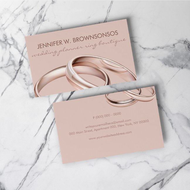 Rose gold Pink Wedding Celebration Ring Business Card