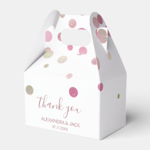 Rose Gold Pink Wedding Faux Foil Glitter Favor Boxes