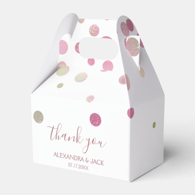 Rose Gold Pink Wedding Faux Foil Glitter Favor Boxes (Front Side)