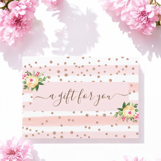 Rose Gold Pink White Business Gift Certificate
