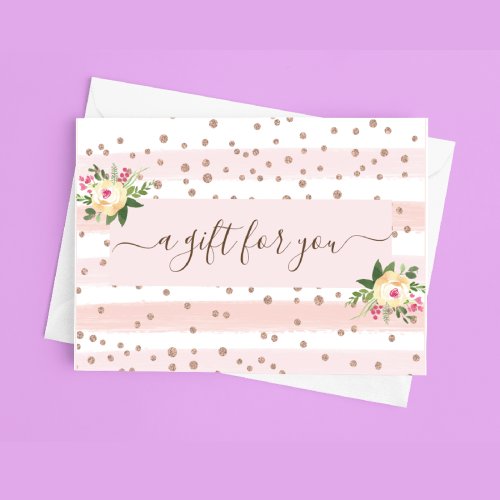 Rose Gold Pink White Business Gift Certificate