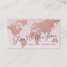 Rose Gold Pink World Map Travel