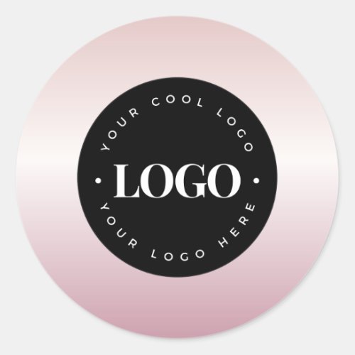 Rose Gold Pink Your Custom Logo Here Business Classic Round Sticker