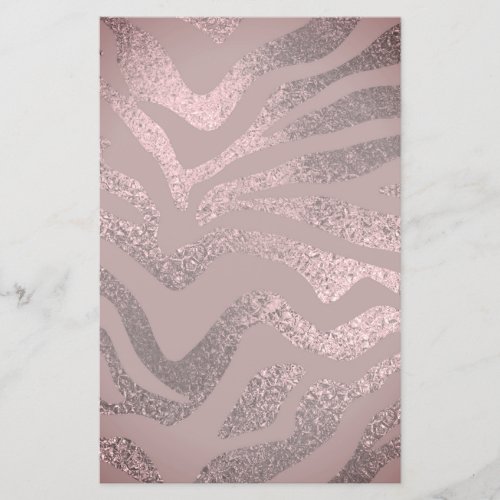 Rose gold pink zebra striped animal pattern stationery