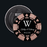 Rose Gold Poker Chip Casino Wedding Party Favor Bottle Opener<br><div class="desc">Celebrate in style with this trendy poker chip bottle opener. The design is easy to personalize with your own wording and your family and friends will be thrilled when they receive this fabulous party favor.</div>