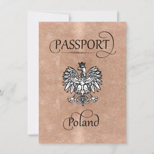 Rose Gold Poland Passport Save the Date Card