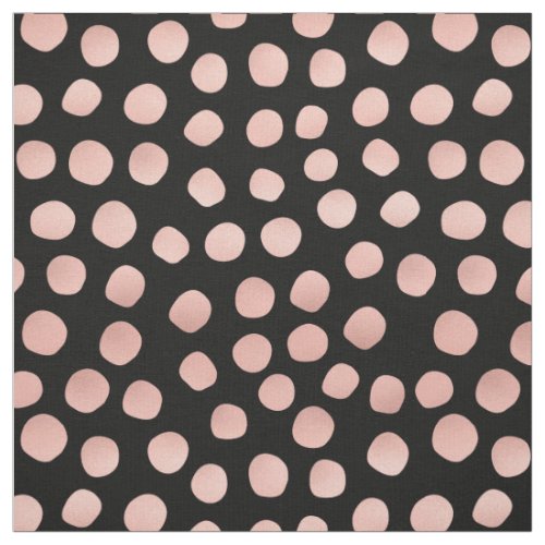 Rose Gold Polka Dot Black Printed Fabric