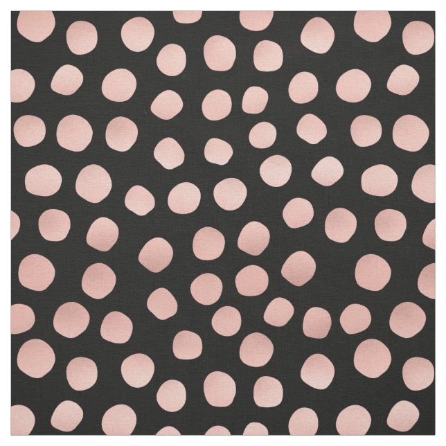 Rose Gold Polka Dot Black Printed Fabric (Swatch)