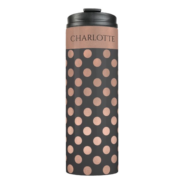 Rose Gold Polka Dot Custom Thermal Tumbler (Front)